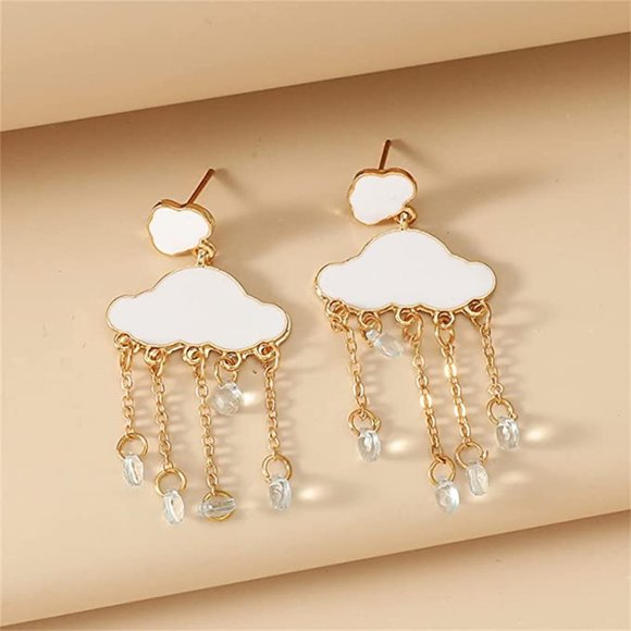 Cloud Drop Gold Earrings - Picture 7 of 7